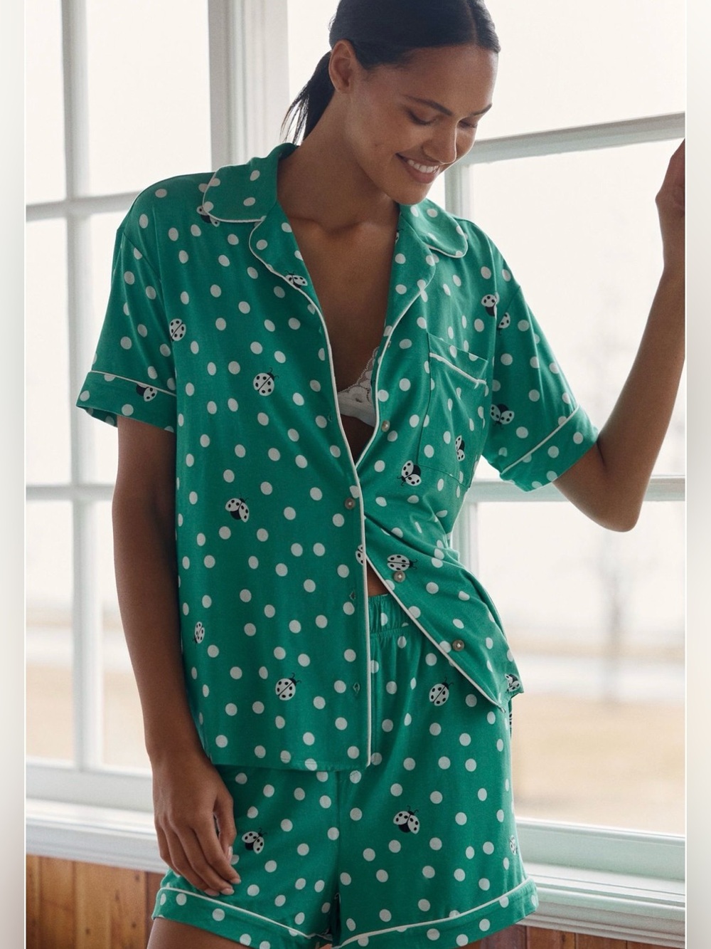 NWT Anthropologie LyreBird Briar Short Sleeve Pajama Set in ModaLuxe, Size XS